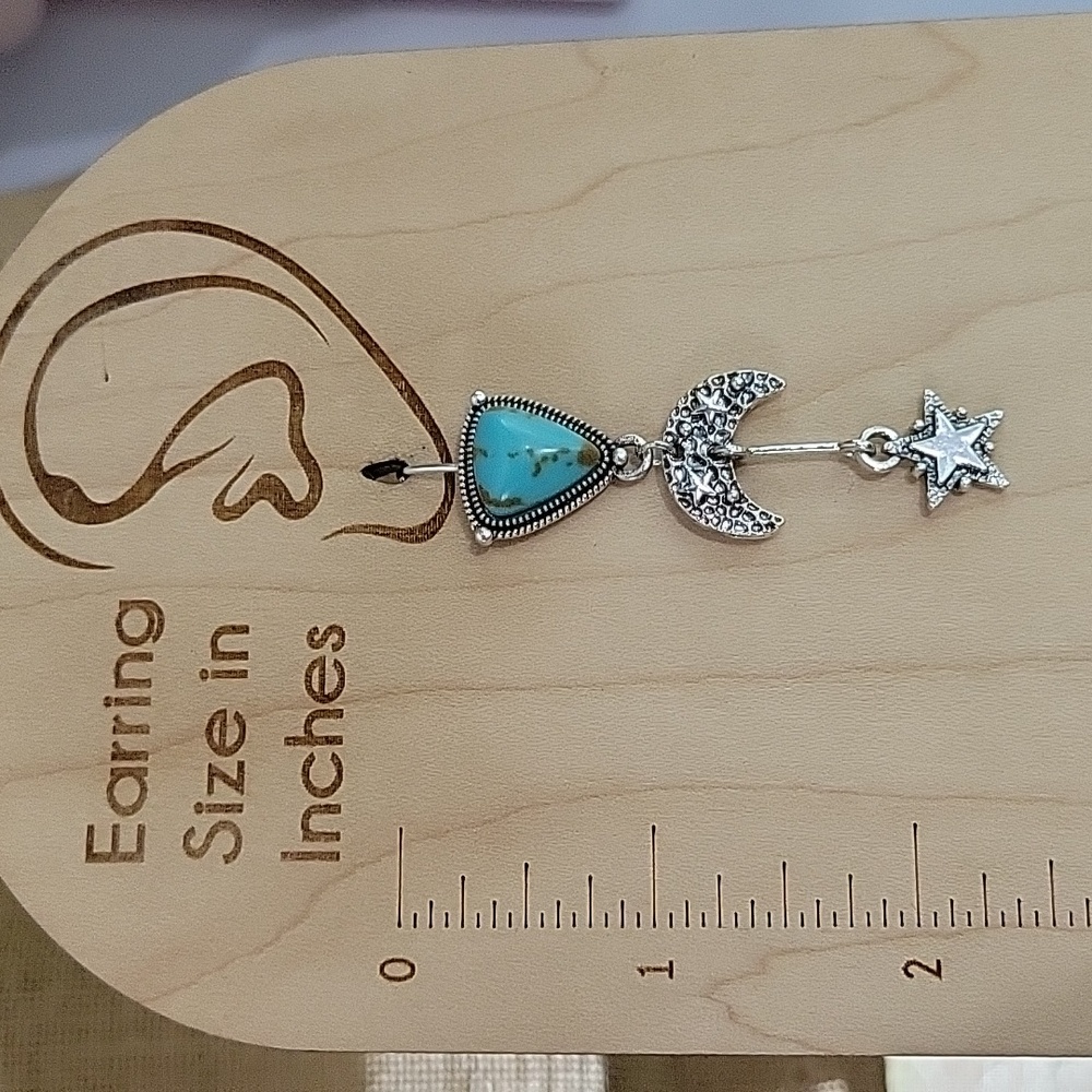 π₯LAST PAIRπ₯ Country Sky Turquoise Star Drop Earrings - Picture 3 of 6
